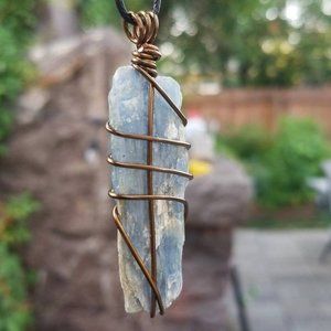 Raw Blue Kyanite Hand Wrapped Crystal Necklace